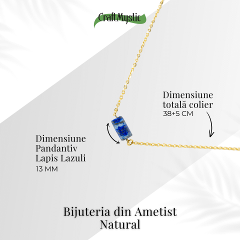 Intelepciune si Claritate – Colier cu Pandantiv Hexagonal din Lapis Lazuli Natural pe Lant de Cupru [3]