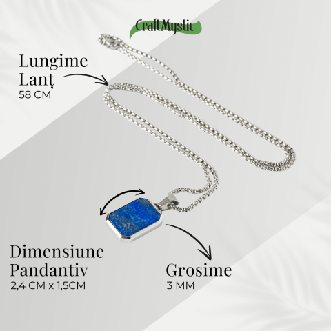Colier din Otel Inoxidabil cu Lapis Lazuli Natural – Claritate si Armonie Interioara [3]