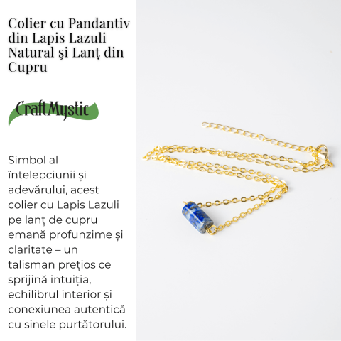 Intelepciune si Claritate – Colier cu Pandantiv Hexagonal din Lapis Lazuli Natural pe Lant de Cupru [2]