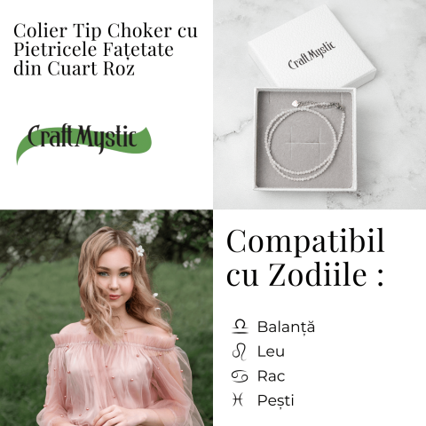 Iubire si Delicatete – Choker din Otel Inoxidabil cu Cuart Roz fatetat [4]