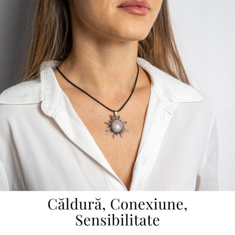 Iubire si Armonie – Colier Soare cu Cuart Roz Natural [1]