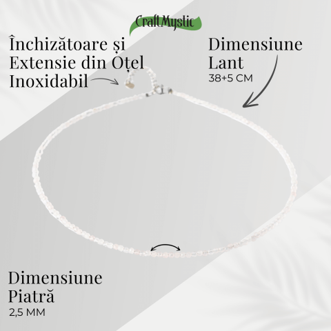 Iubire si Delicatete – Choker din Otel Inoxidabil cu Cuart Roz fatetat [3]
