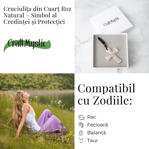 Iubire si Armonie – Colier Cruce din Cuart Roz Natural [4]
