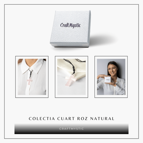 Iubire si Armonie – Colier Cruce din Cuart Roz Natural [7]