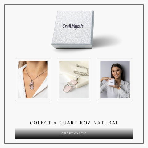 Iubire si Armonie – Colier Pisica din Otel Inoxidabil cu Cuart Roz [7]