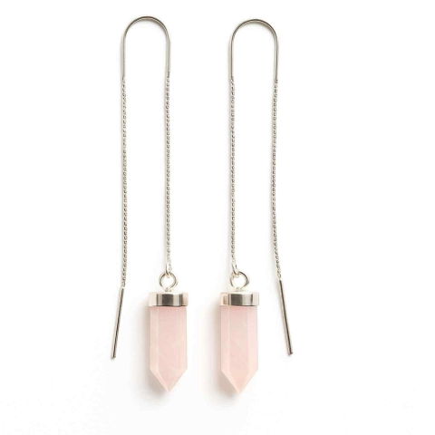 Sanatate - Armonie si Iubire – Cercei din Argint 925 cu Cuart Roz Natural