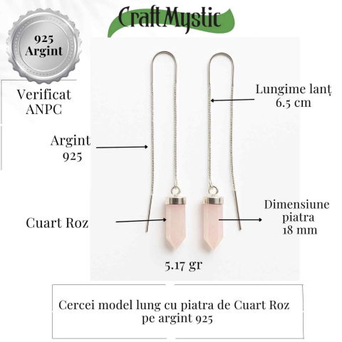 Armonie si Iubire – Cercei din Argint 925 cu Cuart Roz Natural [2]