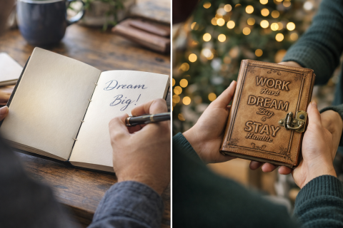 Jurnal Vintage din Piele – Work Hard Dream Big Stay Humble – 190-200 pagini cartonate [2]