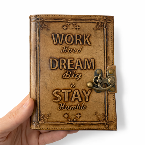 Jurnal Vintage din Piele – Work Hard Dream Big Stay Humble – 190-200 pagini cartonate [3]