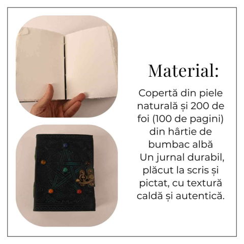 Jurnal Piele Naturala cu Pentagrama si Pietre – 17x13 cm [3]