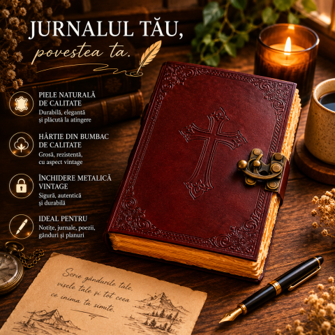 Jurnal din Piele Naturala cu Cruce Embosata – Eleganta Vintage si Inspiratie Zilnica [5]