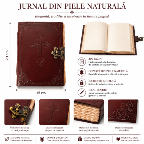 Jurnal din Piele Naturala cu Cruce Embosata – Eleganta Vintage si Inspiratie Zilnica [2]