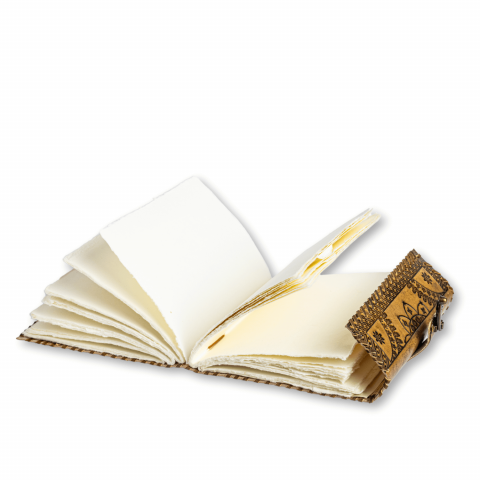 Jurnal din piela naturala autentic cu coperta gravata si piatra naturala Lapis Lazuli si hartie bumbac [5]