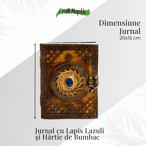 Jurnal din piele naturala cu Lapis Lazuli si hartie de bumbac – Calatorie interioara in stil vintage [3]