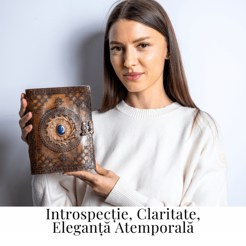 Jurnal din piele naturala cu Lapis Lazuli si hartie de bumbac – Calatorie interioara in stil vintage [1]