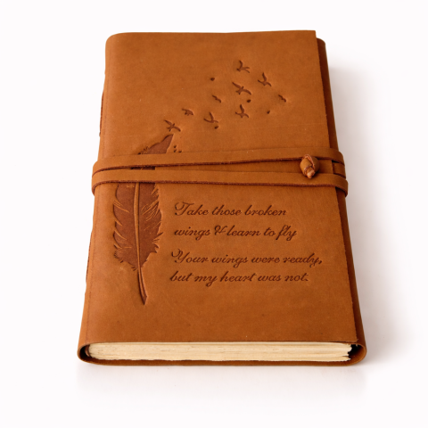 Jurnale din piele - Jurnal Vintage din Piele Naturala „Aripa Libertatii” – hartie din bumbac, 18 × 13 cm