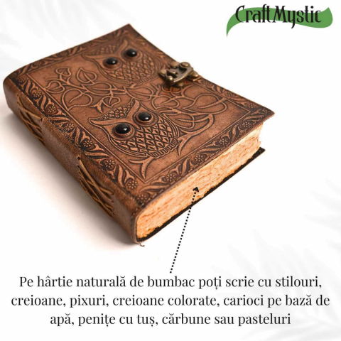 Jurnal piele naturala cu bufnite si obsidian – Intelepciune si protectie [2]