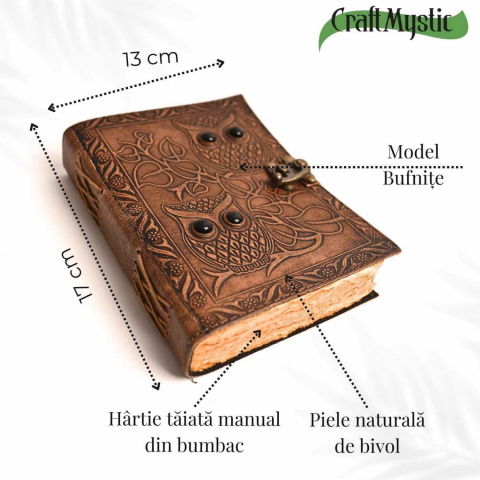 Jurnal piele naturala cu bufnite si obsidian – Intelepciune si protectie [3]
