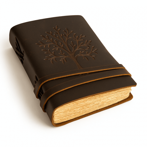 Jurnale din piele - Jurnal piele naturala cu Arborele Vietii si hartie de bumbac – Creativitate si conexiune spirituala