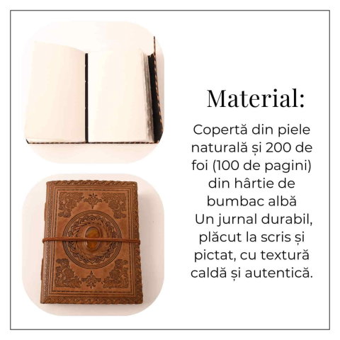 Jurnal Piele Naturala cu Cristal Galben – Mandala Vintage – CraftMystic [2]