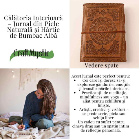 Jurnal Piele Naturala cu Cristal Galben – Mandala Vintage – CraftMystic [3]