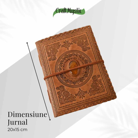 Jurnal Piele Naturala cu Cristal Galben – Mandala Vintage – CraftMystic [1]