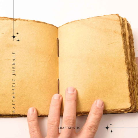 Calatoria Interioara – Jurnal din Piele Naturala cu Piatra Decorativa si Hartie de Bumbac Galbena [4]