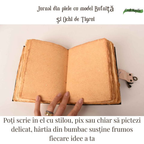 Jurnal din piele naturala cu Bufnita si Ochi de Tigru – Intelepciune si Claritate Interioara [1]