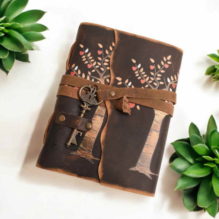 Jurnal Vintage cu Arborele Vietii, inchidere cu cheie si hartie de pergament- Protecție și Creștere [5]