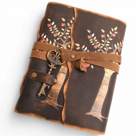 Jurnal Vintage cu Arborele Vietii, inchidere cu cheie si hartie de pergament- Protecție și Creștere