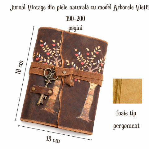Jurnal Vintage cu Arborele Vietii, inchidere cu cheie si hartie de pergament- Protecție și Creștere [2]