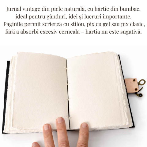 Jurnal Vintage din Piele Naturala cu Arborele Chakrelor si 7 Pietre – hartie de bumbac 18x13 cm [2]