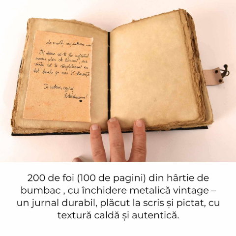 Jurnal vintage pentru magie model "Book of Shadow"  cu 7 pietre pentru cele 7 chakre - Jurnal cu inchidere cu lacat, handmade din piele vintage, cadou pentru femei si barbati [2]