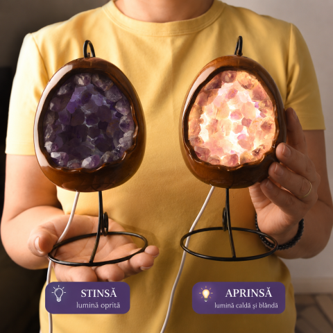 Lampa cu Ametist Natural Forma de Ou – Armonie, Claritate si Relaxare [2]
