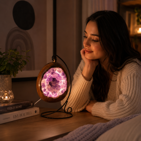 Lampa cu Ametist Natural Forma de Ou – Armonie, Claritate si Relaxare [1]