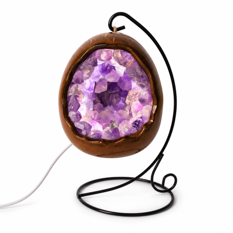 Fecioara - Lampa cu Ametist Natural Forma de Ou – Armonie, Claritate si Relaxare