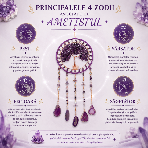 Dreamcatcher Arborele Vietii cu Ametist – Protectie Spirituala si Claritate Mentala [5]