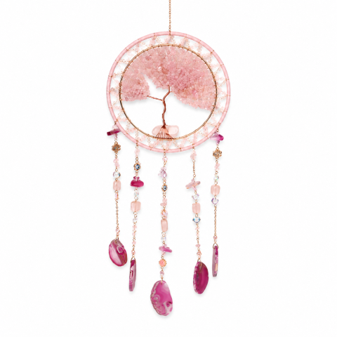 Dreamcatcher Arborele Vietii cu Cuart Roz si Agat – Iubire, Armonie si Energie Pozitiva [6]