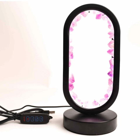 Lampa de noapte ovala cu cristale ametist brut – Lumina calmanta si protectie energetica [6]
