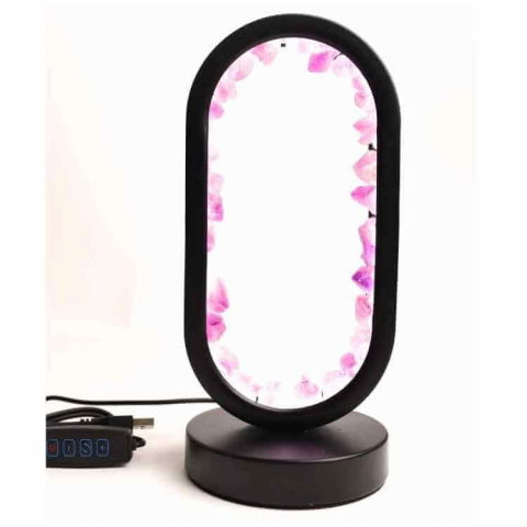 Lampa de noapte ovala cu cristale ametist brut – Lumina calmanta si protectie energetica