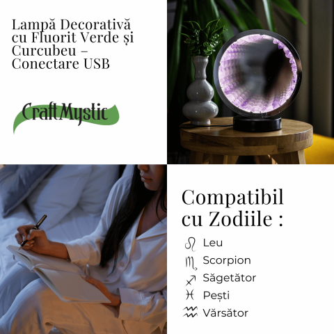 Lampa cu Oglinda si Ametist Natural – Decor Magic cu Cristale Energetice [2]