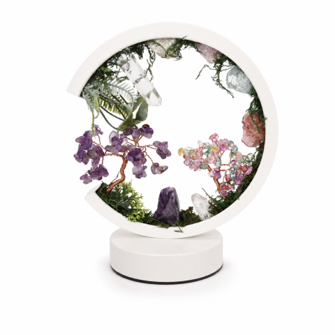 Vindecare Emotionala - Lampa Rotunda cu Pietre Naturale – Armonie, Echilibru si Energie Pozitiva