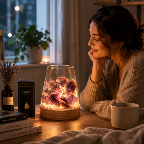 Lampa cu Ametist Brut Natural – Relaxare si Atmosfera Armonioasa [1]