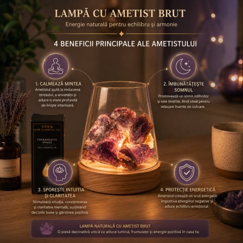 Lampa cu Ametist Brut Natural – Relaxare si Atmosfera Armonioasa [4]
