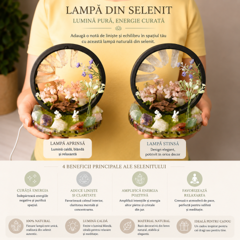 Lampa cu Cristale Naturale Rotunda – Armonie, Energie Pozitiva si Decor Elegant [1]