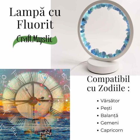 Lampa de noapte rotunda cu cristale fluorit – Echilibru si calm pentru orice camera [5]