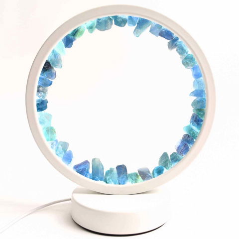 Varsator - Lampa de noapte rotunda cu cristale fluorit – Echilibru si calm pentru orice camera