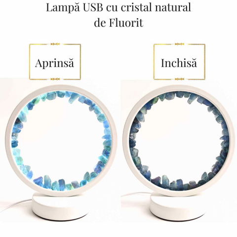 Lampa de noapte rotunda cu cristale fluorit – Echilibru si calm pentru orice camera [1]