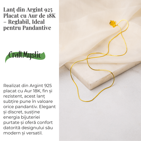 Lant Argint 925 Placat cu Aur 18K – Elegant, Subtil si Ideal pentru Pandantive [2]