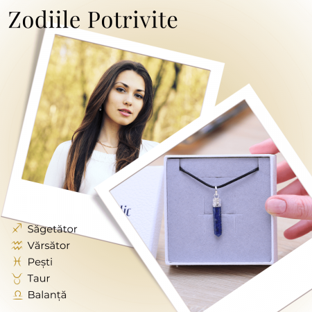 Colier Reglabil cu Pandantiv 35mm Varf de Lapis Lazuli cu 6 Fete [3]